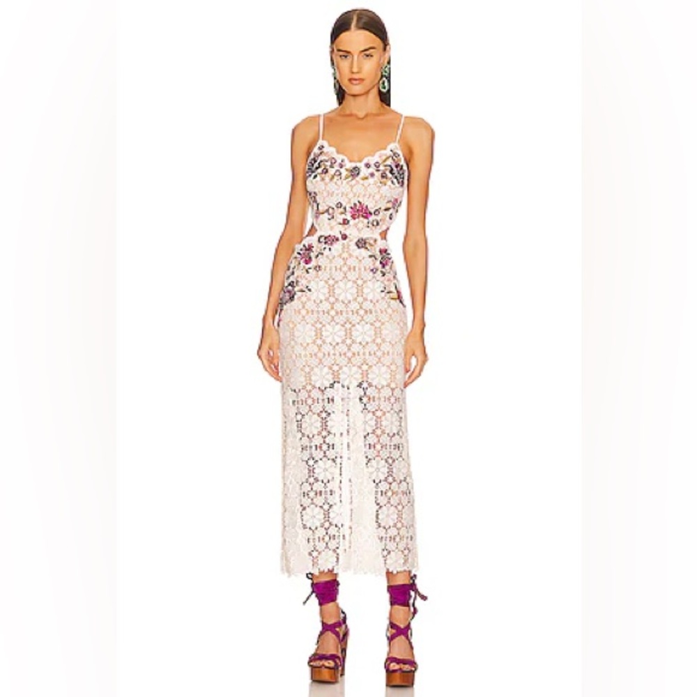 Free People White and Purple Lace Dress
